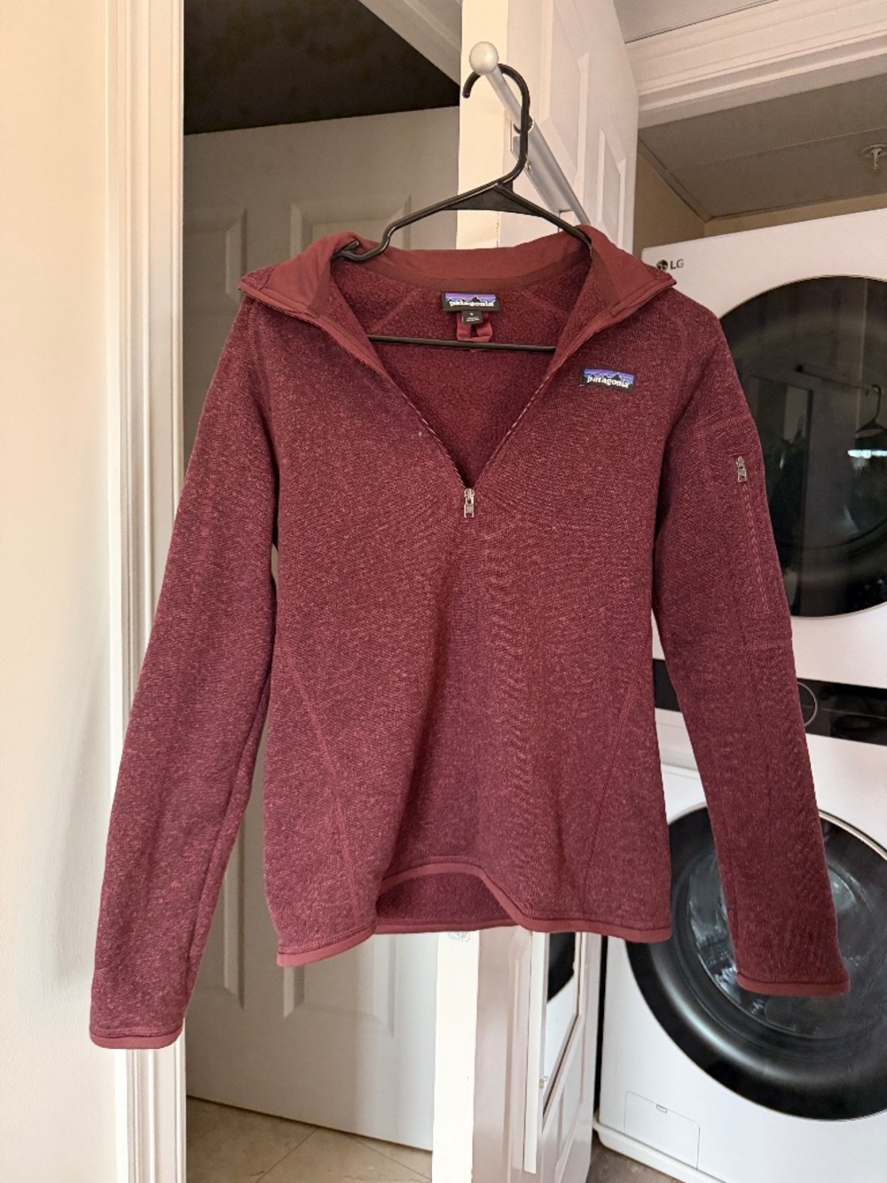 Patagonia Burgundy Heather Quarter Zip Fleece Pullover Women's Small
